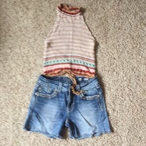 Halter Top S/M Miss Me shorts S26